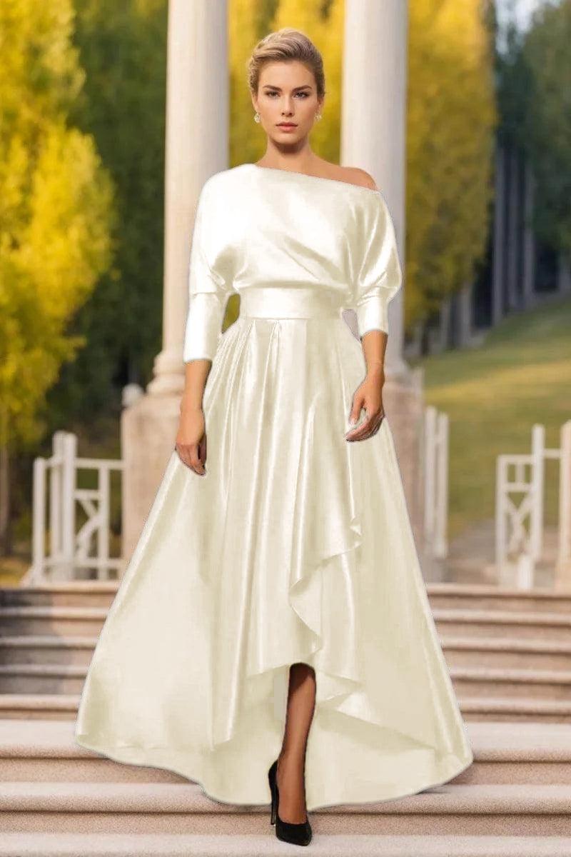 A Line One Shoulder Asymmetrical Mother Dresses CM0374 - Champagne - COCOMELODY